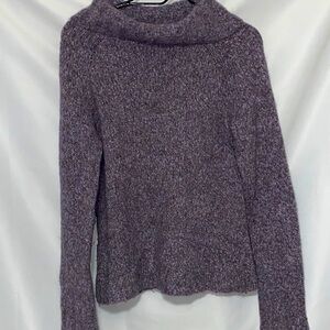 Ann Taylor Loft SIZE Large Heathered Purple Cowl neck WOOL ALPACA BLEND Sweater